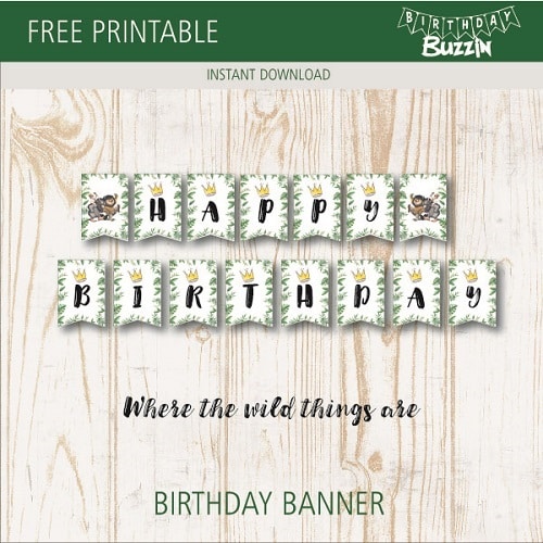 Free Printable Where the Wild Things Are Birthday Banner