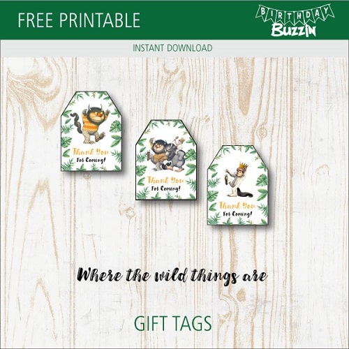 Free Printable Where the Wild Things Are Favor Tags