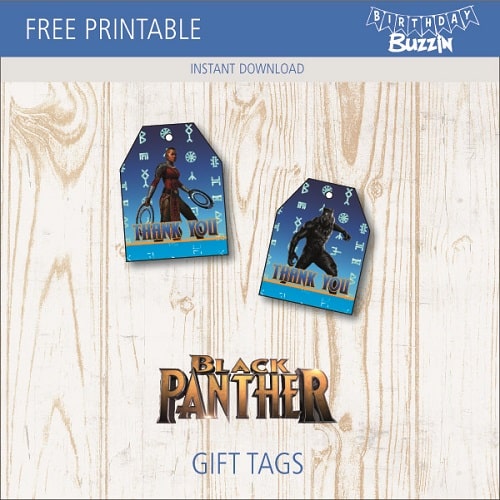 Free printable Black Panther Favor Tags