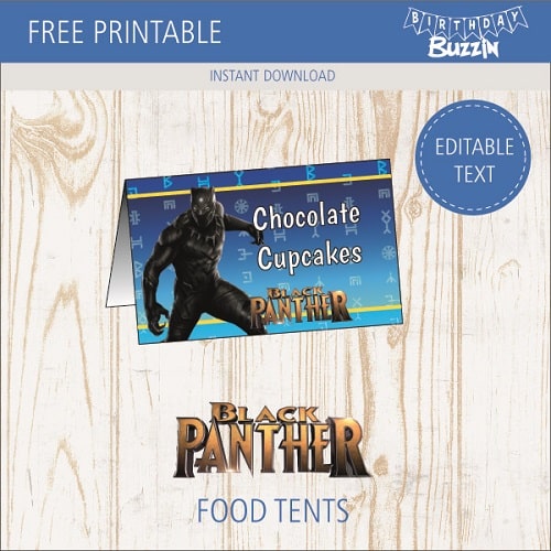 Free printable Black Panther Food labels