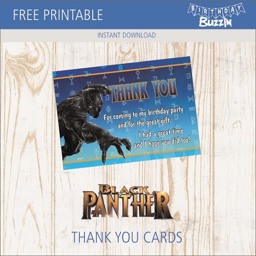 Free printable Black Panther Thank You Cards