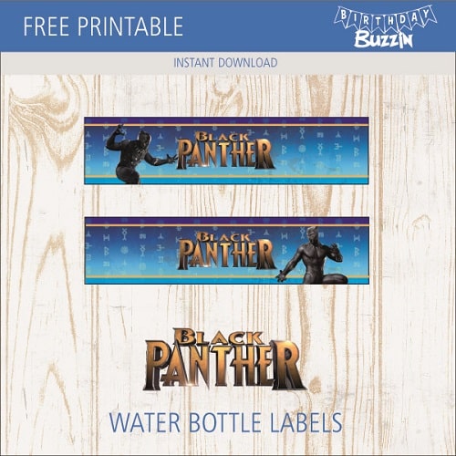 Free Printable Black Panther Water Bottle Labels