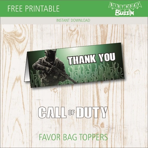 Free printable Call of Duty Favor Bag Toppers