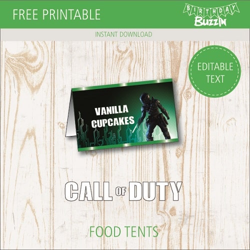 Free printable Call of Duty Food tents