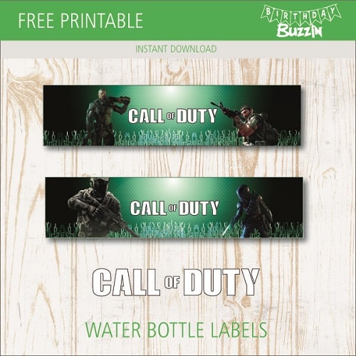 Free printable Call of Duty Water bottle labels