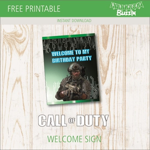 Free printable Call of Duty Welcome Sign