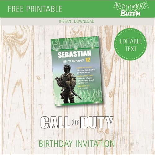 Free Printable Call Of Duty Birthday Invitations Birthday Buzzin