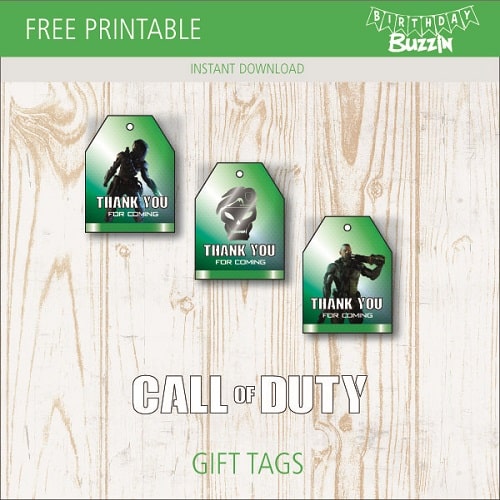 Free printable Call of Duty favor Tags