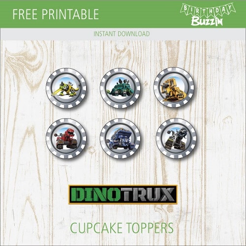 Free printable Dinotrux Cupcake Toppers
