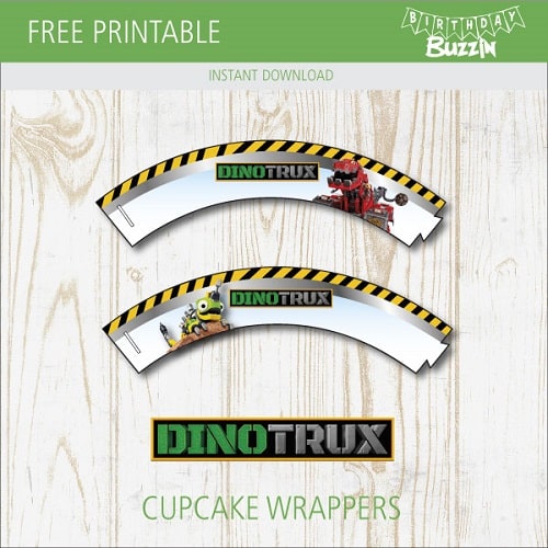 Free printable Dinotrux Cupcake Wrappers