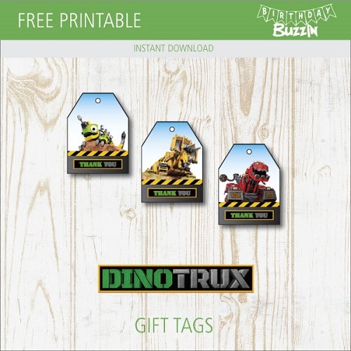 Free printable Dinotrux Favor Tags