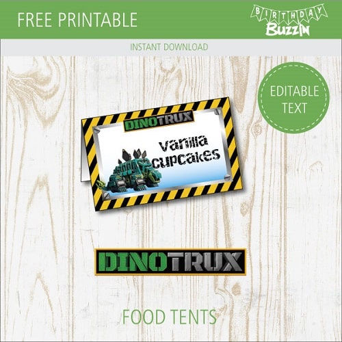 Free printable Dinotrux food labels