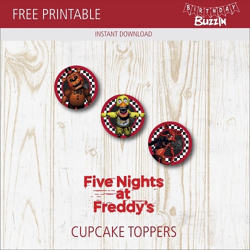 Free printable Five nights at Freddy's Cupcake Toppers