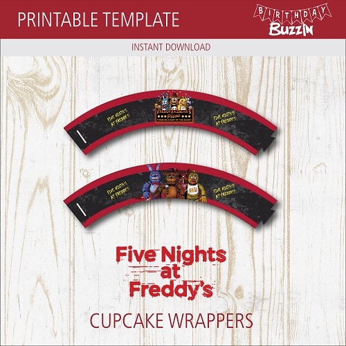 Free printable Five nights at Freddy's Cupcake Wrappers