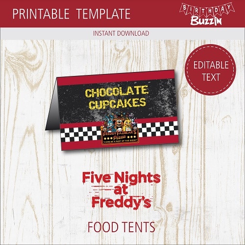 Free printable Five nights at Freddy's Food tents