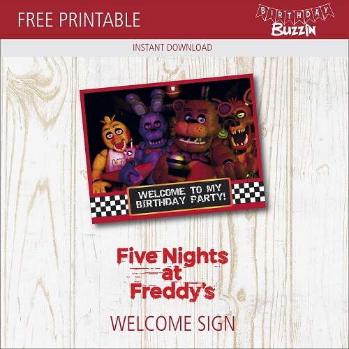 Free printable Five nights at Freddy's Welcome Sign