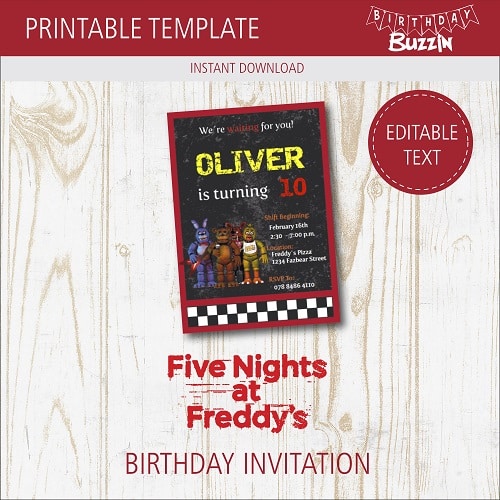 Free Printable Five Nights At Freddy S Birthday Invitations Birthday Buzzin