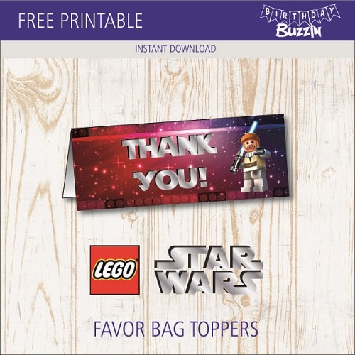 Free printable Lego Star Wars Favor Bag Toppers
