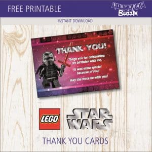 Free printable Lego Star Wars Thank You Card