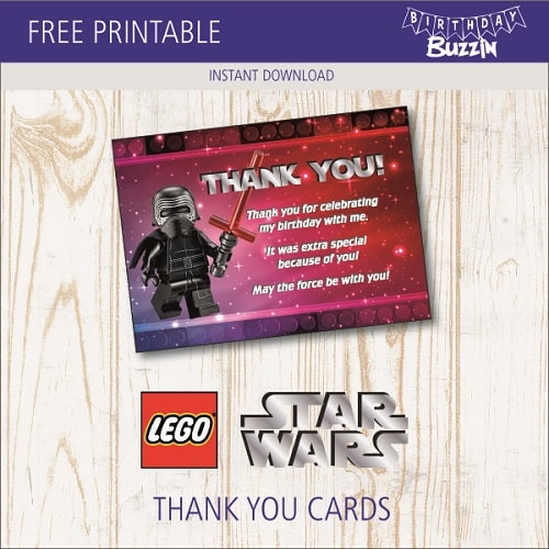 Free printable Lego Star Wars Thank You Card