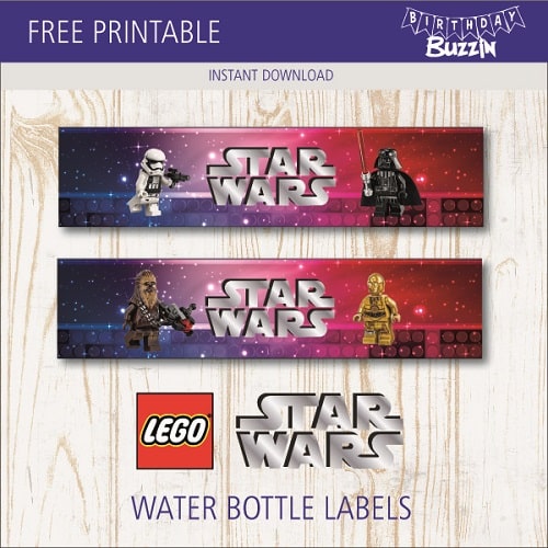 Free printable Lego Star Wars Water bottle labels