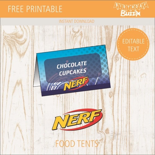 Free printable Nerf Food tents