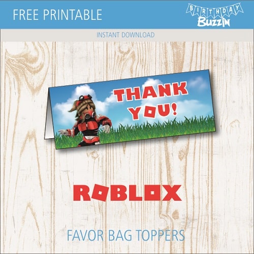 Free printable Roblox Favor Bag Toppers