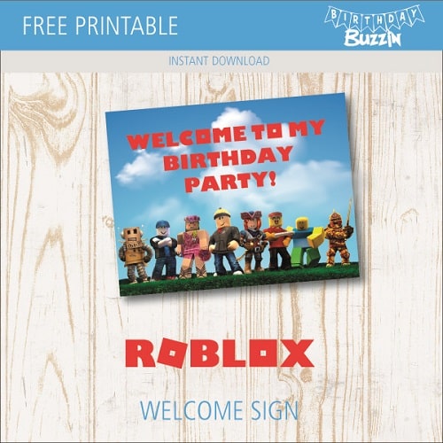 Free Printable Roblox Welcome Sign Birthday Buzzin