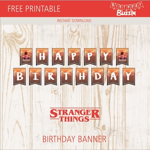 Free printable Stranger things Birthday Banner