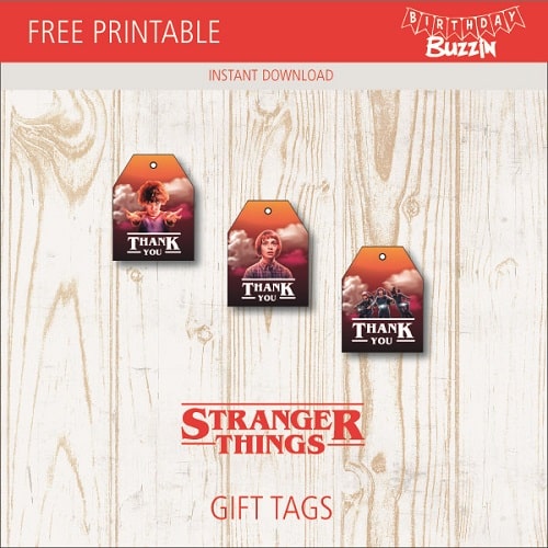 Free printable Stranger things Favor Tags