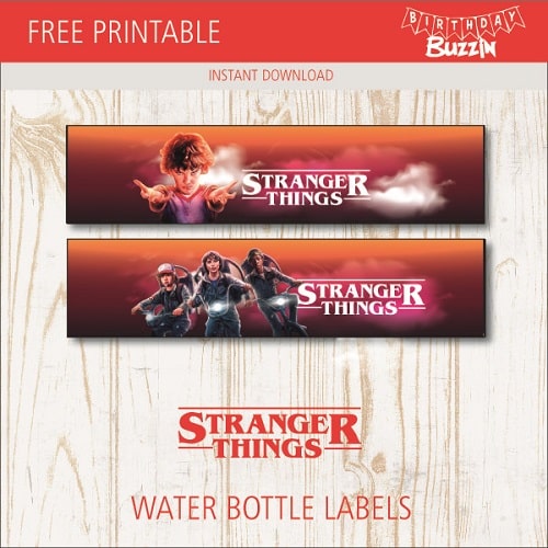 Free printable Stranger things Water bottle labels