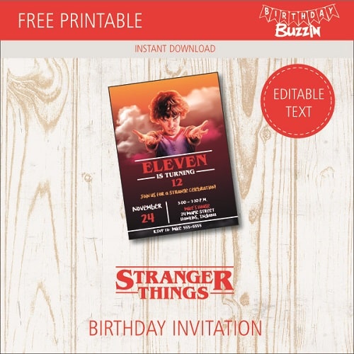 Free printable Stranger things birthday party Invitations