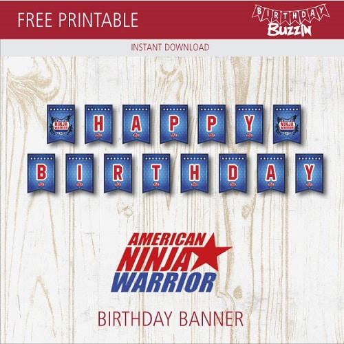 Free Printable American Ninja Warrior Birthday Banner