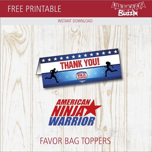 Free Printable American Ninja Warrior Favor Bag Toppers