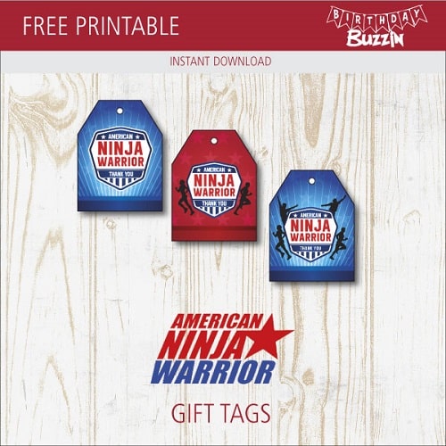 Free Printable American Ninja Warrior Favor Tags