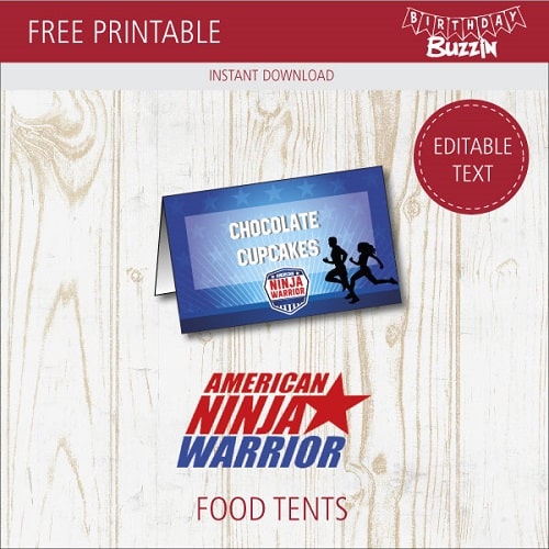 Free Printable American Ninja Warrior Food tents