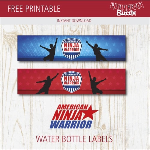 Free Printable American Ninja Warrior Water bottle label