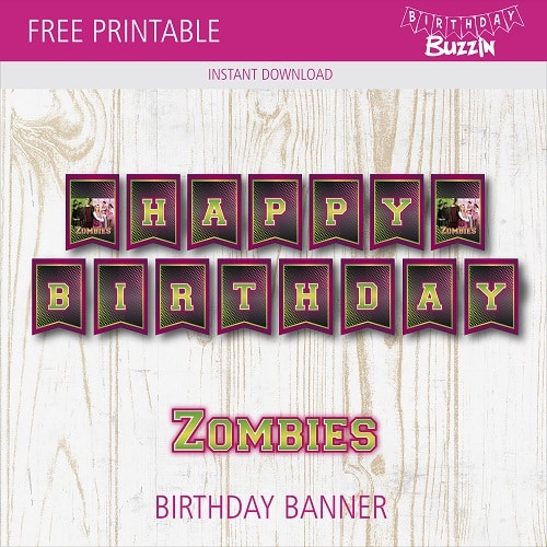 Free Printable Disney Zombies Birthday Banner