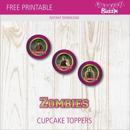 Free Printable Disney Zombies Cupcake Toppers