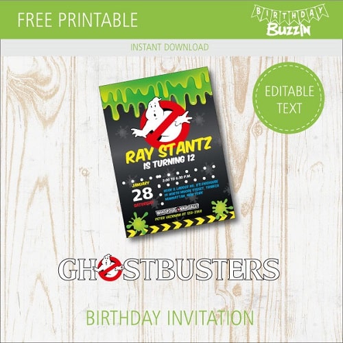 Free Printable Ghostbusters birthday Invitations
