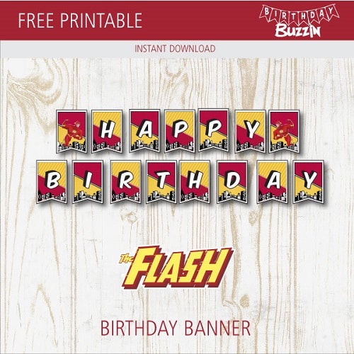 Free Printable The Flash Birthday Banner