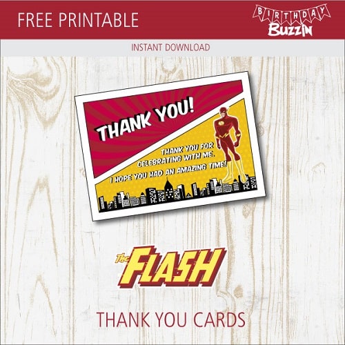 Free Printable The Flash Thank You Cards