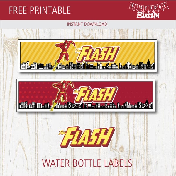 Free Printable The Flash Water bottle labels