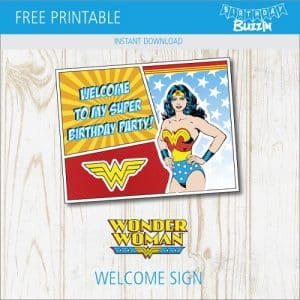 Free Printable Wonder Woman Welcome Sign