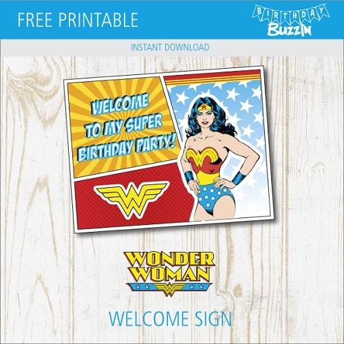Free Printable Wonder Woman Welcome Sign