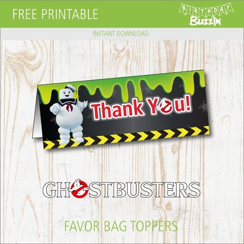 Free printable Ghostbusters Favor Bag Toppers