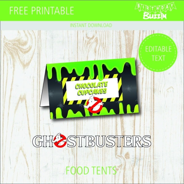 Free printable Ghostbusters Food tents