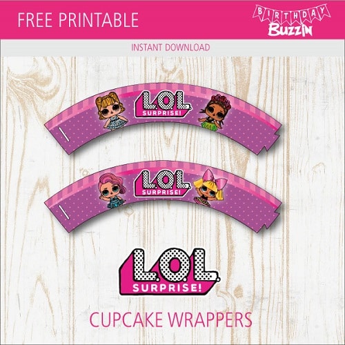 Free printable LOL Surprise Cupcake Wrappers