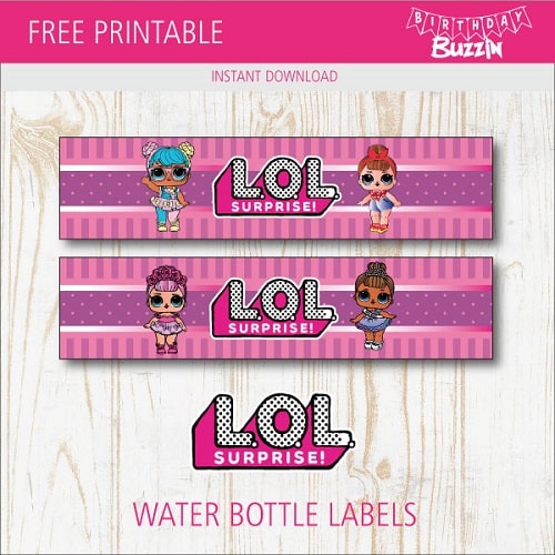 Free printable LOL Surprise Water bottle labels