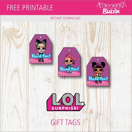 Free printable LOL Surprise favor Tags